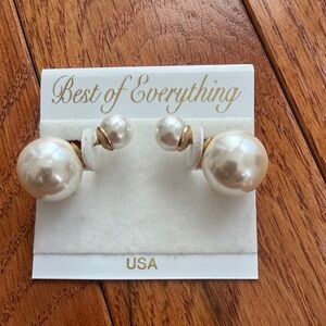 White Pearl Double-Sided Stud Earrings